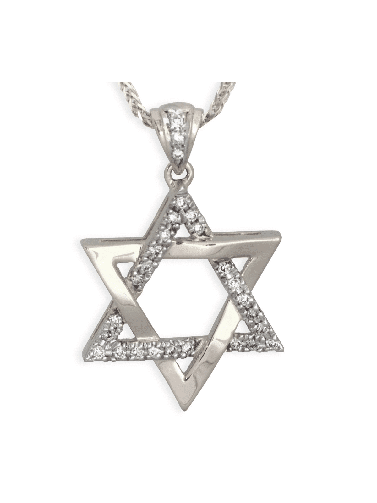תליון מגן דוד מיוחד מזהב לבן עם דים , מתנות ט"ו באב , א